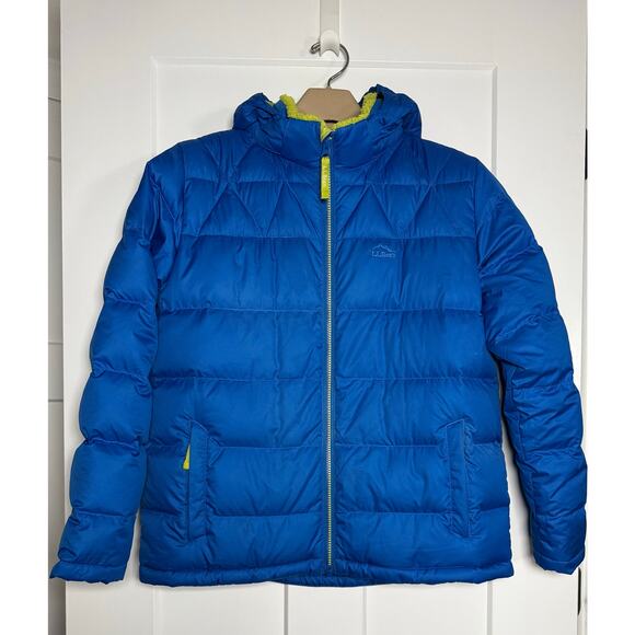 LL Bean Down Jacket XL Extra Large 18 Blue Hood Puffer Girls Boys Youth DownTek - Picture 1 of 14